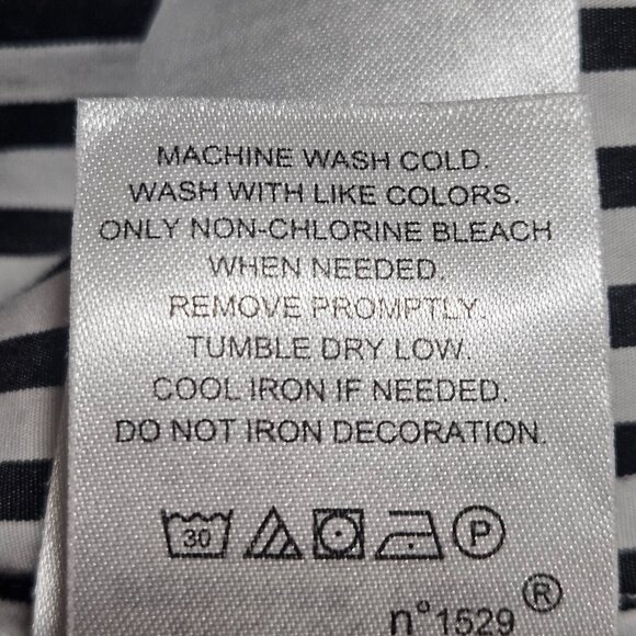 Lauren Ralph Lauren Black & White Striped Long Sleeve Cotton Button-Up Shirt Wit - Picture 12 of 16